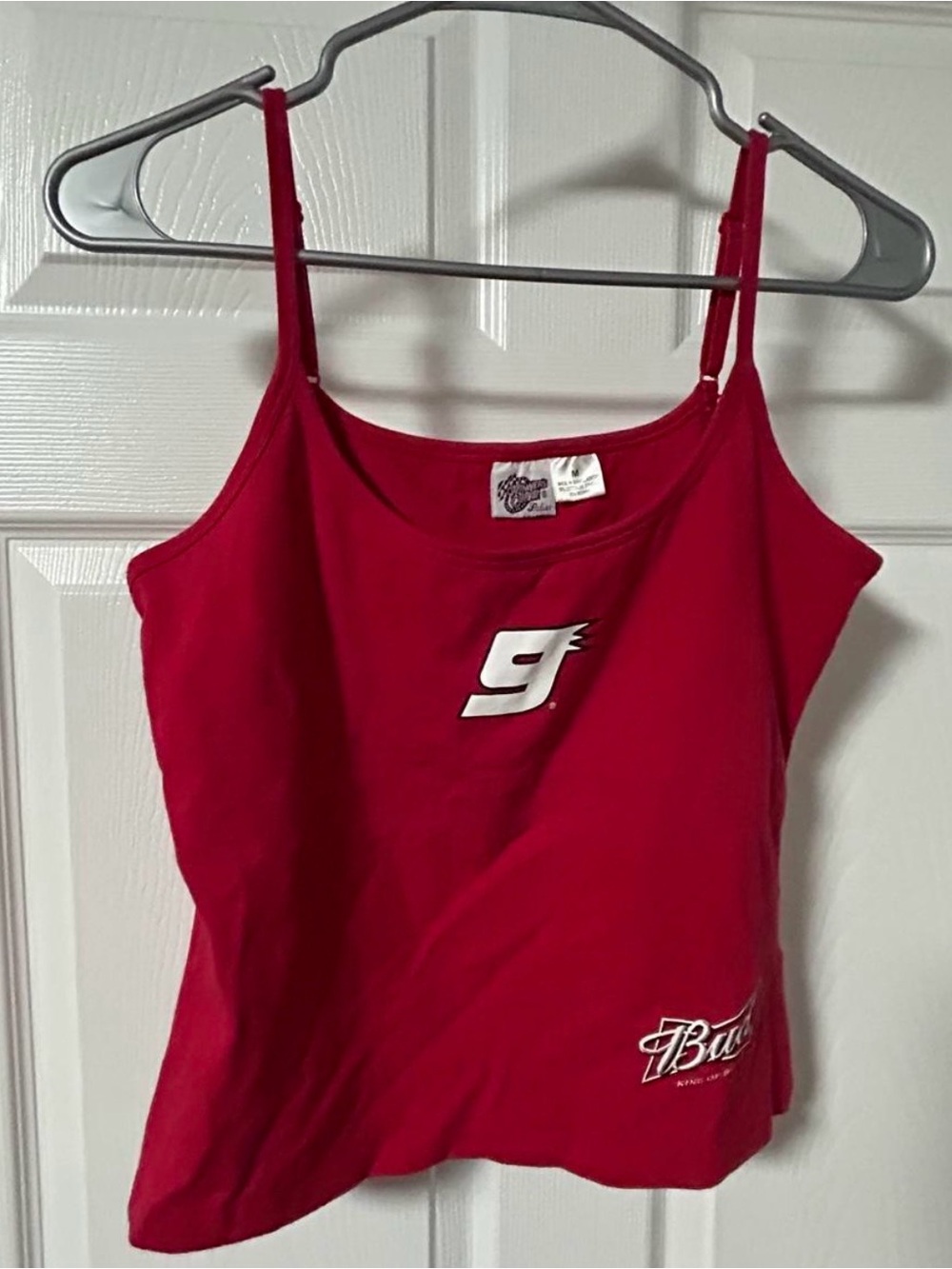 NASCAR Red Spaghetti Strap Racer Tank with '9' Graphic